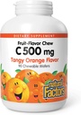 Natuurlijke factoren, vitamine C 500 mg, Kauwbaar om gezonde botten en tanden te ondersteunen, Tangy Orange, Vegan, Non-GMO, 90 wafers (90 porties)