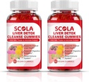 Scola Lever Reiniging Detox & Repair Gummies, Lever Ondersteuning Supplement Inclusief Milk Thistle Extract met Silymarin, Dandelion, Chicory Root, Lever Gezondheid Supplementen, 120 Tellen
