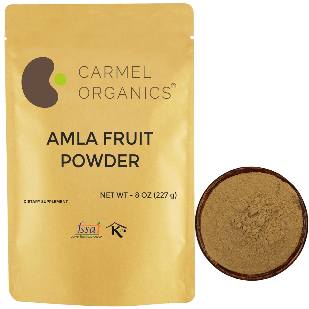 CARMEL ORGANISCS Amla/Amlaki (Emblica officinalis) Fruitpoeder (8 Ounces) voor haarverzorging, huid en wellness, natuurlijke, niet genetisch gemodificeerde organismen, geen toegevoegde conserveringsmiddelen