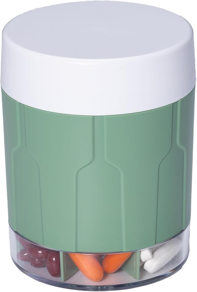 Betife Extra Large Supplement Organizer,Weekly pil Organizer Bottle, Daily Pill Dispenser met 7 Grote Compartiments, Organisator om 7 dagen vitamine Medicatie,21 Labels en een schoonmaak Brush(Groen)