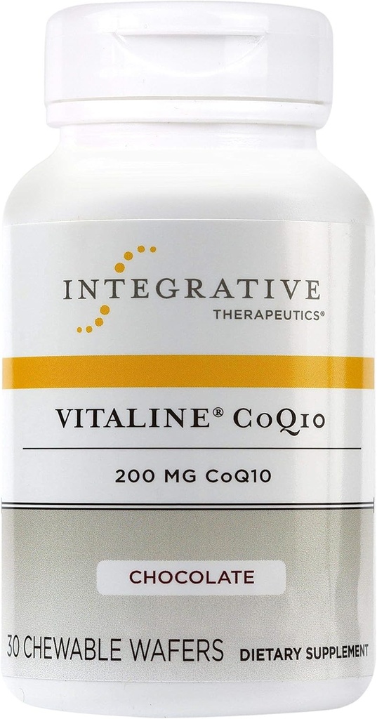 Integrative Therapeutics Vitaline CoQ10 200 mg - Brain Health Support Supplement for Adults* - Supports Heart Health* - Dairy-Free - Chocolate Flavored, 30 kauwtabletten (30 porties)