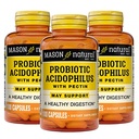 MASON NATUURLIJKE Probiotische Acidophilus, 150 dagen aanvoer, ondersteunt regelmatigheid en normale spijsvertering met pectine & Calcium, 100 capsules (verpakking van 3)