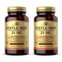 Solgar Gentle Iron (Iron Bisglycinate) 25 mg - 180 plantaardige capsules, Verpakking van 2 - Niet-constipatief, Voorzichtig op je maag - Niet-GMO, Glutenvrij - 360 Totaal porties