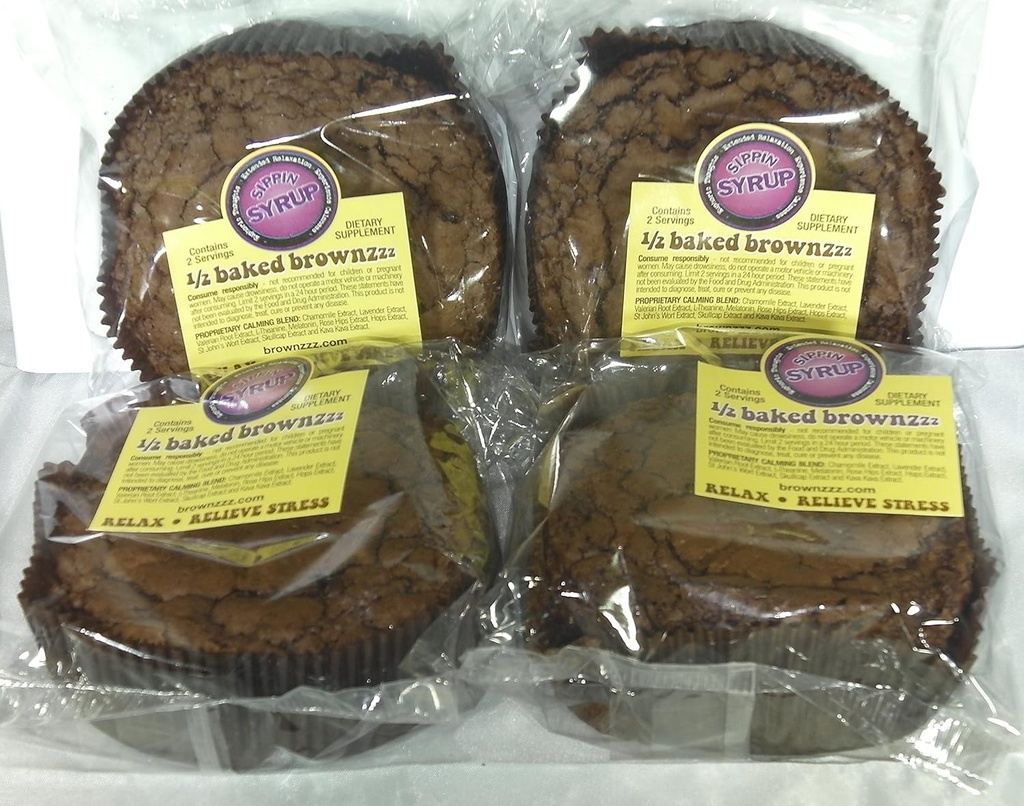 1/2 Baked Brownzzz - Relax and Relly Stress - Aantal van 4 in Box - Dieetsupplement met kamille, Lavendel, Valeriaan, St. John's Wort en meer (4)
