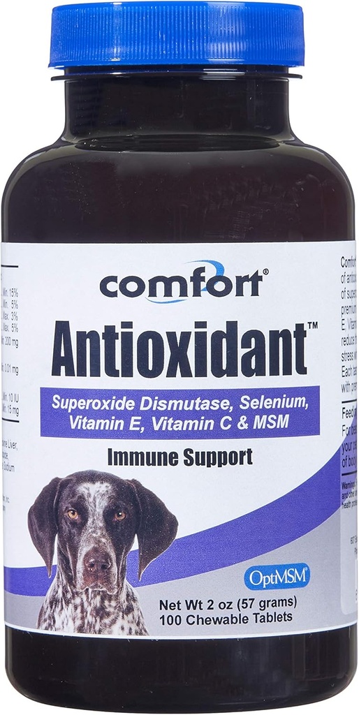 Kala Health COMFORT Antioxidant Supplement voor honden, 100 Tel, Immuun Ondersteuning en helpt verminderen huidallergieën, Bevat: MSM, Superoxide Dismutase, Selenium en Vitamine C & E, Made in The USA