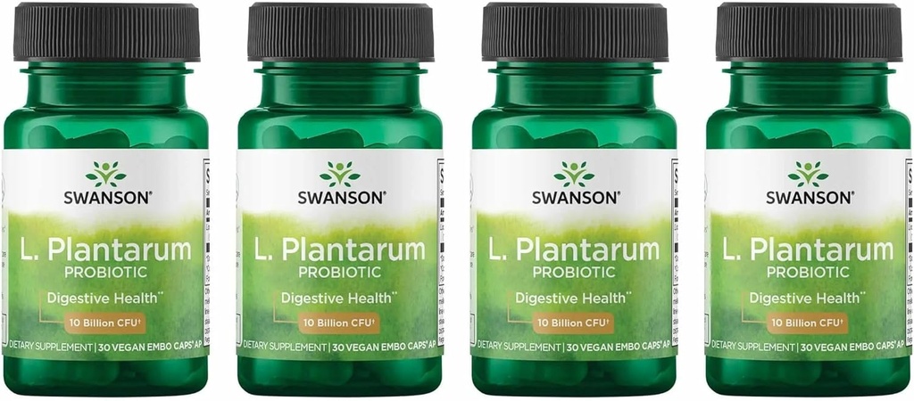 Swanson L. Plantarum - Digestief supplement Promoting Gastro-intestinale balans & Bowel Regularity - Natural Formula to Help Reduce Bloating - (30 Veggie Capsules) 4 Pack