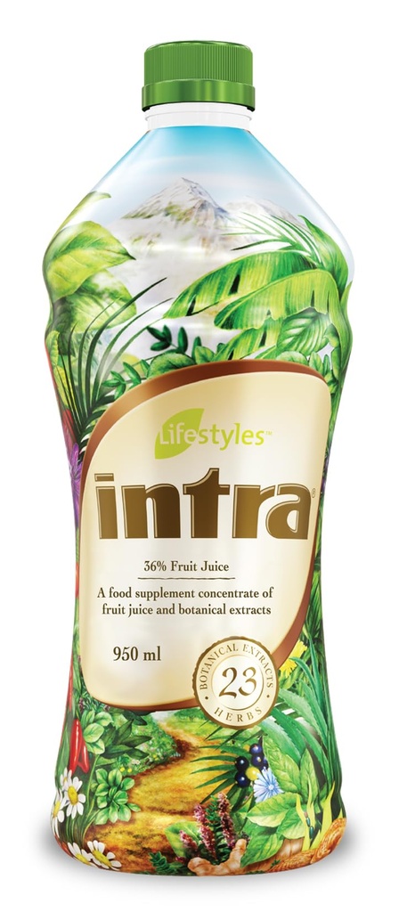 Intra Lifestyles Boissons à base de plantes – Boissons botaniques pour le soutien immunitaire, la désintoxication, la digestive et la santé cardiovasculaire – 23 extraits botaniques – fabriqués au Canada 1 bouteille 950 mL (32 fl oz)