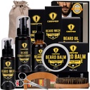 Ceenwes Upgraded Beard Grooming Kit - Conditioner, Olie, Borstel, Comb, Balsem, Schaar, Opbergzak voor baard en snor trimmen, Perfecte herencadeau
