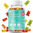 BIO VITALICA Sea Moss Gummies Elderberry BioVitalica - Vitamine C D + Zink - Ierse Seamoss Vegan Gummy with Sea Moss Gel & Powder for Immunity, Detox - voor volwassenen en kinderen