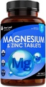Supplément de magnésium Supplément de magnésium et de zinc (6 mois d'approvisionnement) Magnésium et zinc - os musculaires et fonction immunitaire saine - végétalien, non OGM, sans gluten - 365 petits comprimés