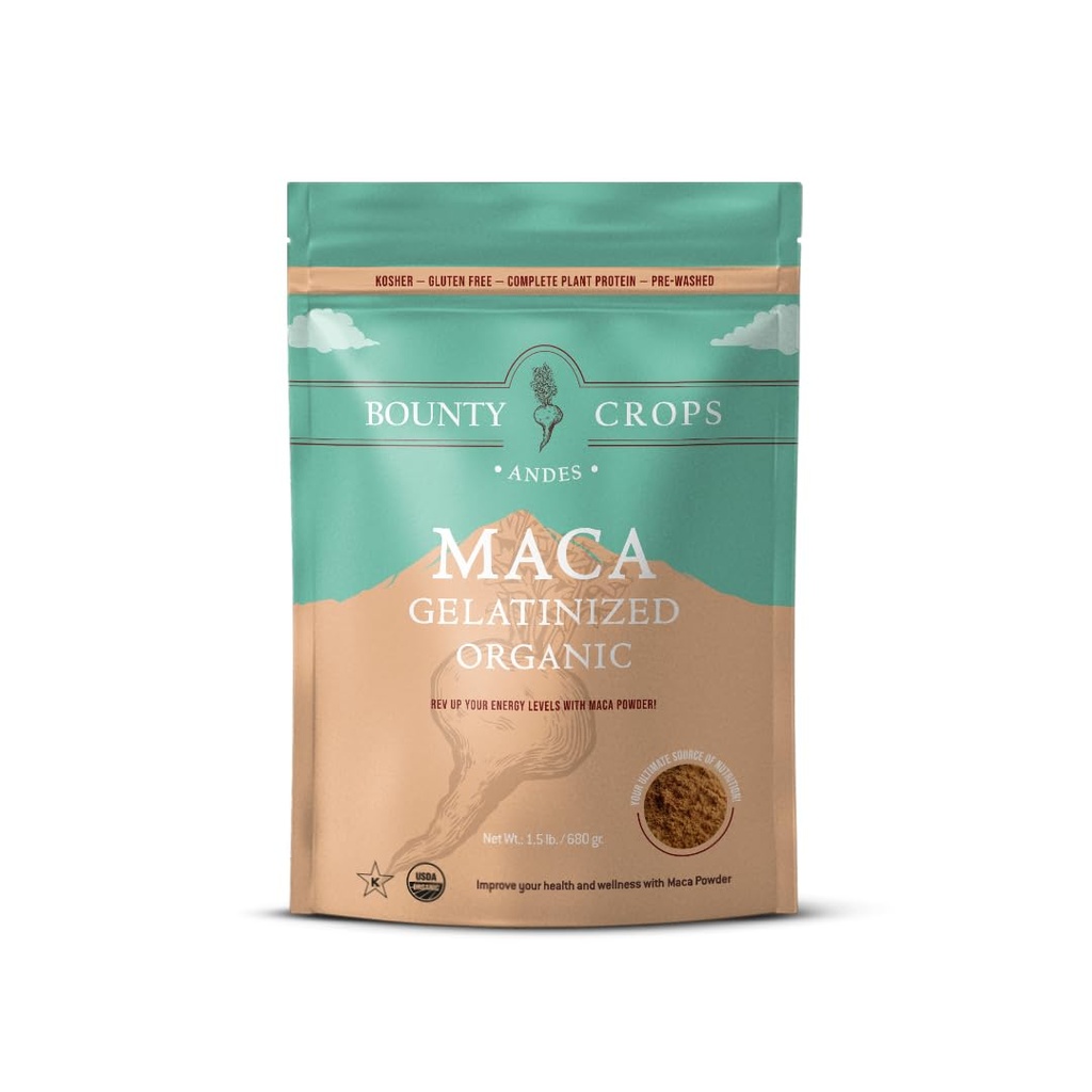 Biologische Maca Poeder Gelatiniseerd 24 Oz Bag (1,5 lb - 680 gr), Energy & Vitality Booster, Non-GMO & Glutenvrije, Peruaanse Superfood, Certified Organic