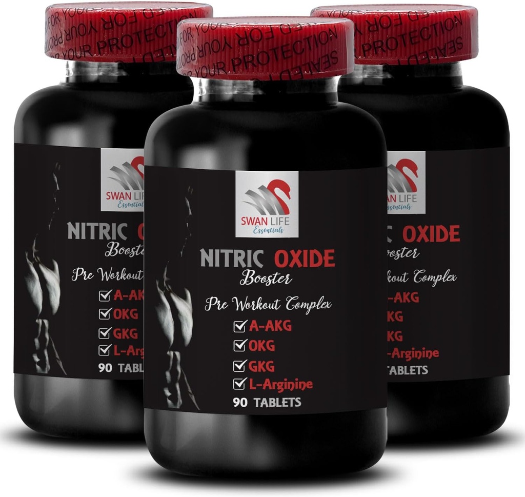 L-citrulline- en l-argininesupplementen - Nitric Oxide Booster - Endurance, Nitric Oxide Flow, Strength Training, Fitness Support, Pre-Gym Boost, Muscle Pump, Physical Boost 3 Flessen 270 Tablets