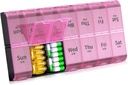 Daviky XL Large Weekly pil Organizer 2 keer per dag, Extra Big 7 Day pil Box AM PM, Daily Pill Case Medicine Organizer met 14 afdelingen, Day Night Container voor visolie, Vitamine, Supplement