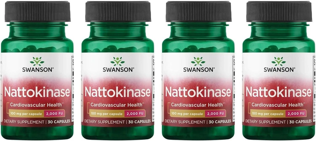 Swanson Nattokinase 2000 Fibrinolytische Eenheden 100 Milligram 30 Capsules Enzyme (4 Pack)