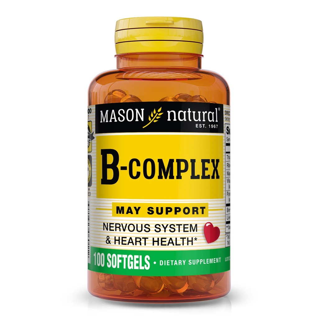 MASON NATURAL Vitamine B,Complex, 300,Jour d'approvisionnement, pour le soutien normal de nerf et le métabolisme de l'énergie, 100 Softgels (paquet de 3)