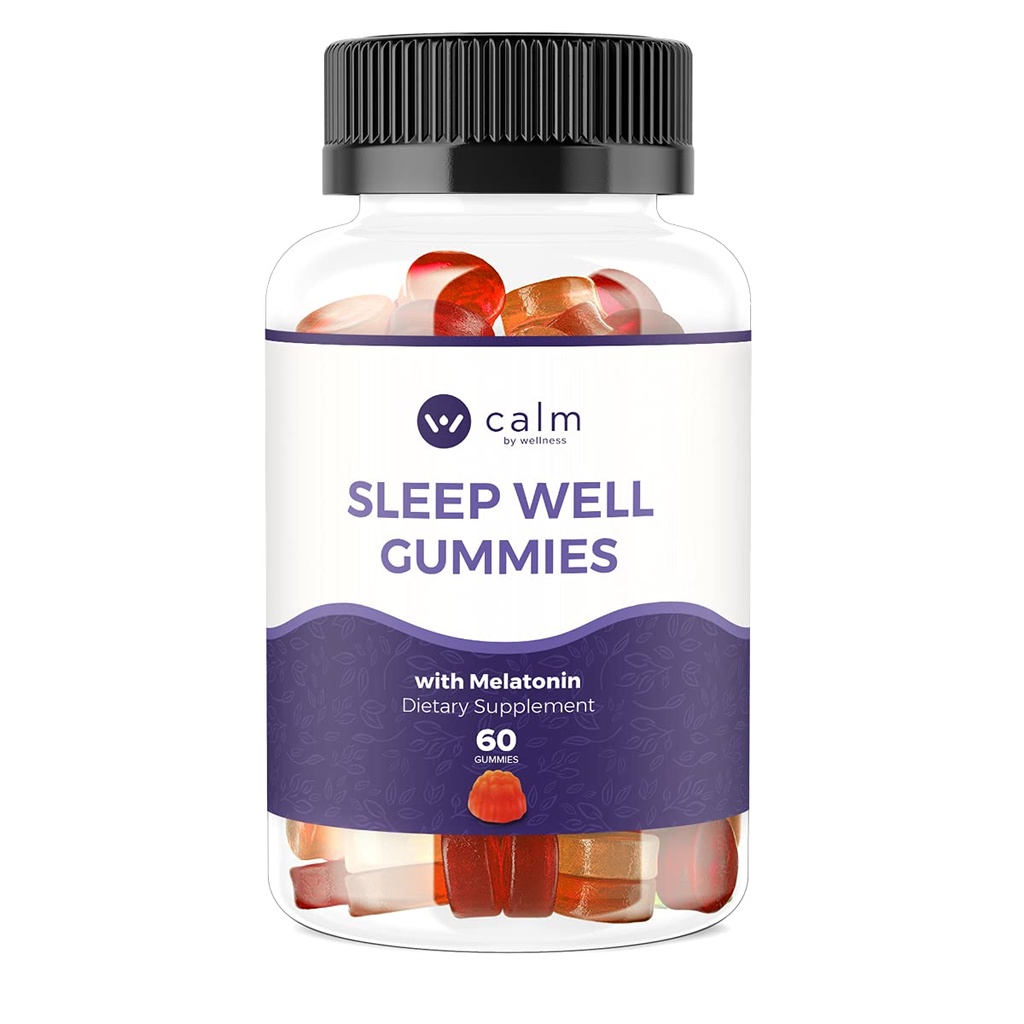 Kalm door Wellness Wellness Well Gummies, Extra kracht Gummy met Melatonine, Natuurlijke Slaap Ondersteuning Supplement, 30 Tellen