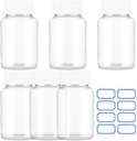 Sibba Clear Pill Bouteille 6 Pcs Empty Medicine Organizers 30ML Jar Powder Box Storage Transparent Réagent Conteneurs Distributeur en plastique fuite de la preuve bouchons Réceptacle pour les produits de toilette Counter Etiquettes