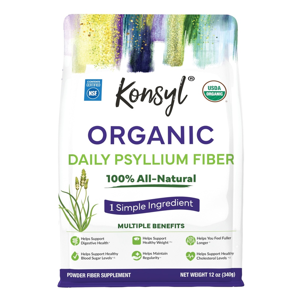 Konsyl Organic Psyllium Husk Powder, 5g Plant Based Soluble Fiber per Serving 