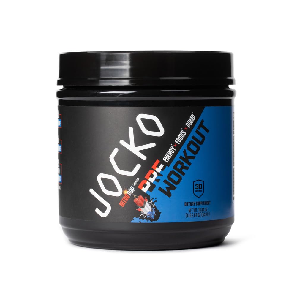 Jocko carburant pré entraînement pour les hommes et les femmes - haute Stim faible mélange de sucre avec Beta Alanine + L-Citrulline, le soutien de la pompe musculaire, énergie, et récupération, 200mg de caféine Nitro Pop, 30 portions 1,31lbs (594 G)