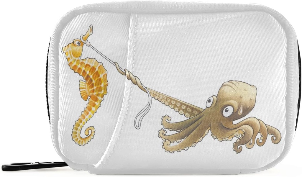 Grappige Seahorse Octopus pil Box 7 Dag pil geval Travel pil Organizer Bag met rits tas draagbare wekelijkse geval Compacte grootte voor vitamine supplement houder