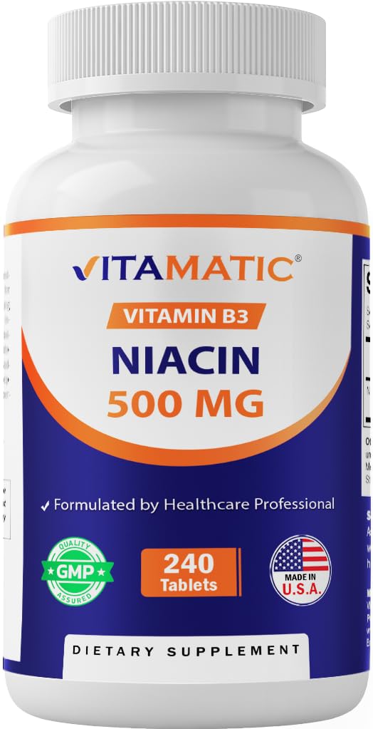 Niacine vitamatique (vitamine B3) 500mg,240 comprimés - sans OGM et sans gluten