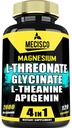 2000mg Supplément Thréonate de magnésium L avec Glycinate de magnésium, L-Theanine et Apigenin - humeur positive, santé cérébrale, capacité de se souvenir et soutien de la croissance musculaire - 120 capsules