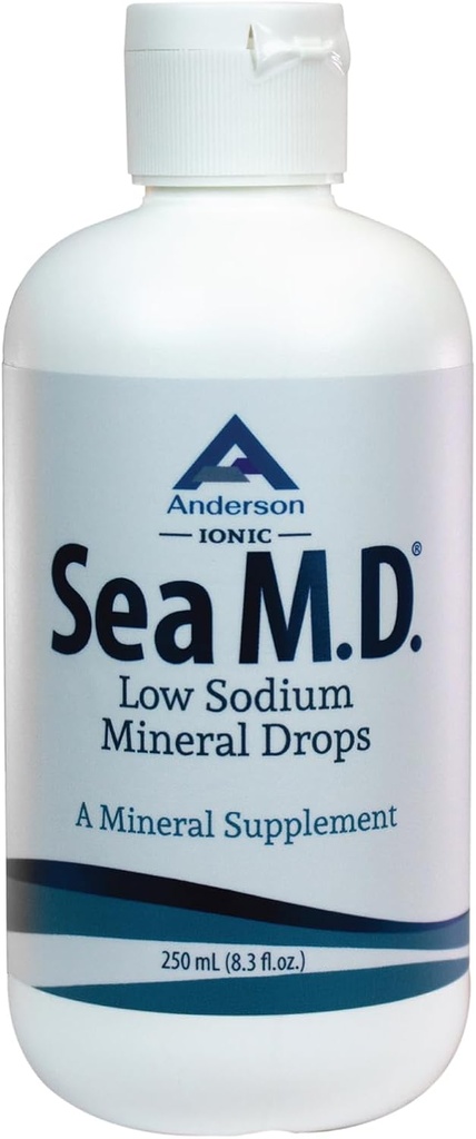 Anderson Sea M.D. Concentrated Trace Mineral Drops, Ionic Electrolyte Magnesium Supplement, Aids in Muscle Cramps, Liquid Magnesium and Trace Mineral, Easy to Take, 8,3 fl oz, 120 Servings