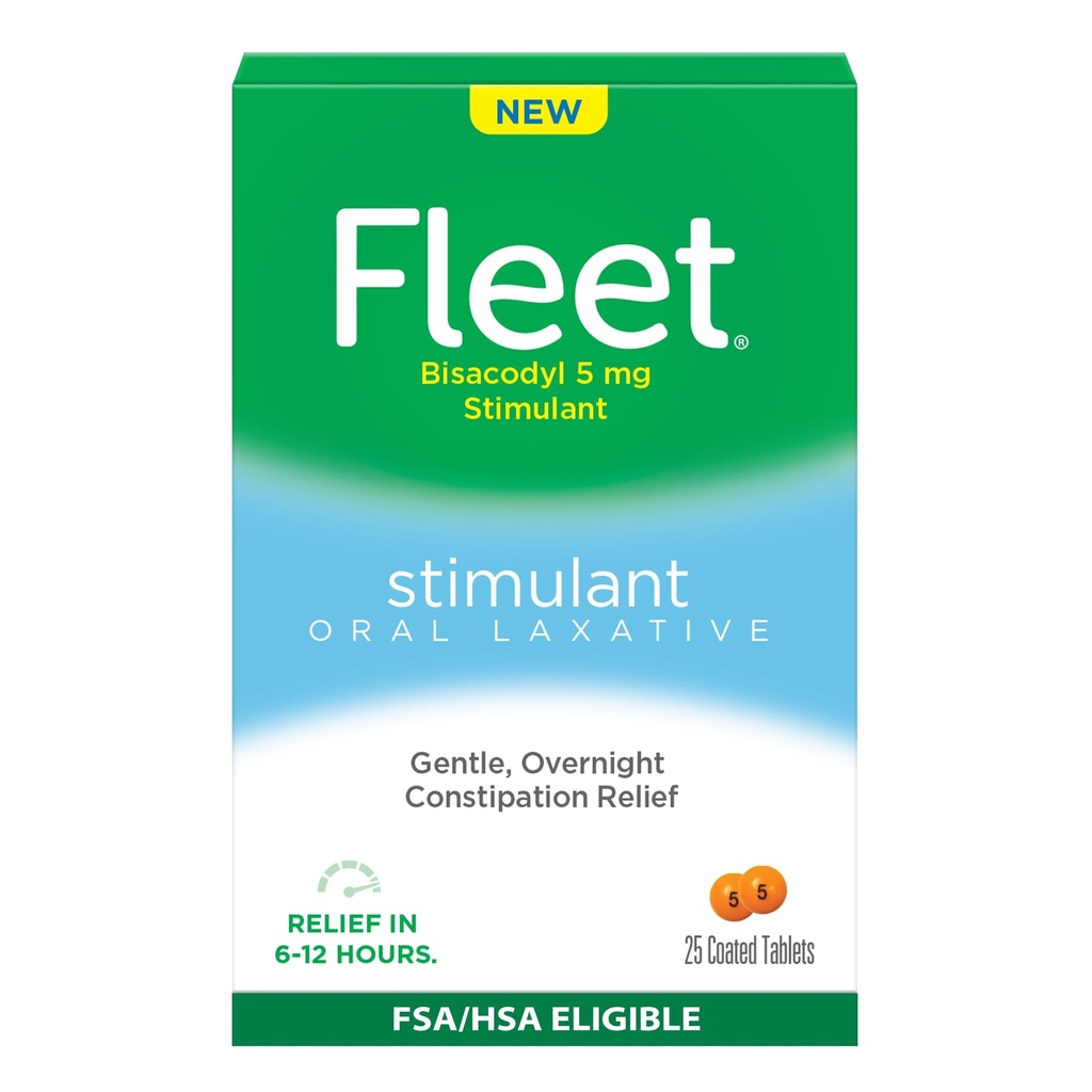 Fleet Oral Laxative Tablets voor Overnight Constipatie Verlichting voor volwassenen, Stimulant Laxative, 25 Tellen