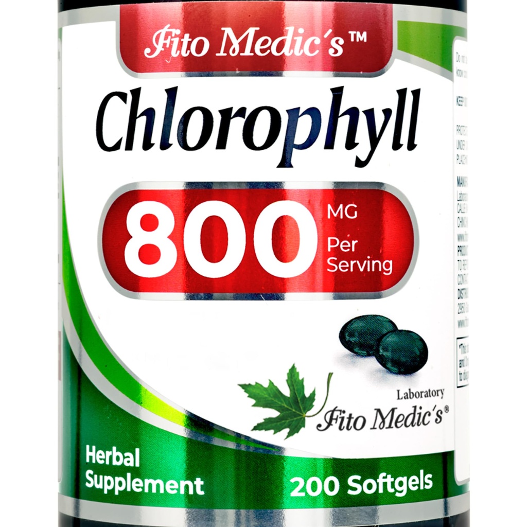 FITO MEDIC'S Lab - Chlorofyl - Pure - 800 mg per Serving- 200 Softgels - Chlorofyl Capsules -Detox Cleanse, Greens Supplements- Chlorofyl Pillen - Ultra hoge Absorptie.