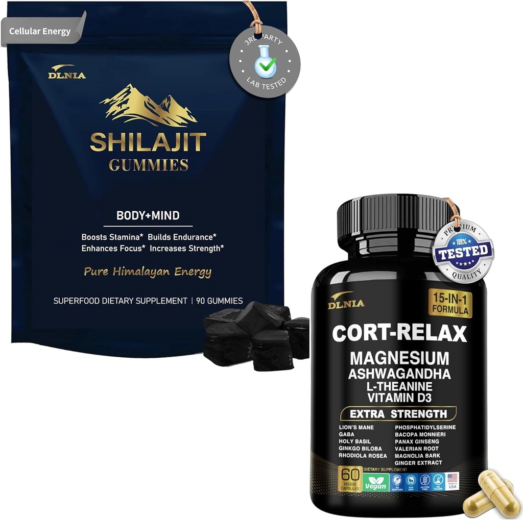 Silajit Ashwagandha Gummies & Magnesium Calm Supplement Duo