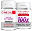 Supplément de grenade Nano CLINIQUEMENT prouvé (2-Mois) Suppléments Cerveau avec Anti Vieillissement, Pills Mémoire, Supplément de grenade Omega 5, 2 Bouteilles 60ct Chaque