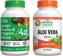 Botanic Choice Mega Fruits and Veggies Blend (60 Capsules) + Aloë Vera (90 Capsules) Bundel - Energiebalans & Superfood Supplement + Digestieve Gezondheidsondersteuning