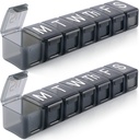 2 Pack Extra Large Weekly Pill Organizer, BPA Free Pill Box 7 Day with XL Compartment for Fish Oils, Travel Friendly Medicine Organizer Pill Case for Vitamins, Supplements