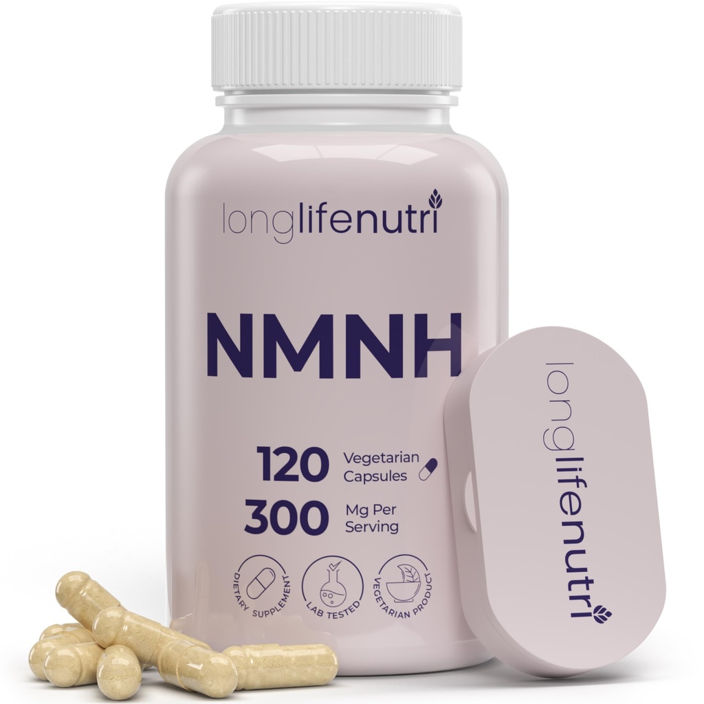 LongLifeNutri NMNH 300mg (Dihydronicotinamide Mononucleotide) - 120 Vegan Capsules, 2-maand supply, NMN Alternative, NAD Supplement for Energy & Longevity, Lab Tested, Made in USA