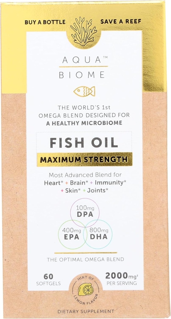 Enzymedica Aqua Biome, maximale sterkte, Citroen, Omega 3 Visolie, 60 Softgels