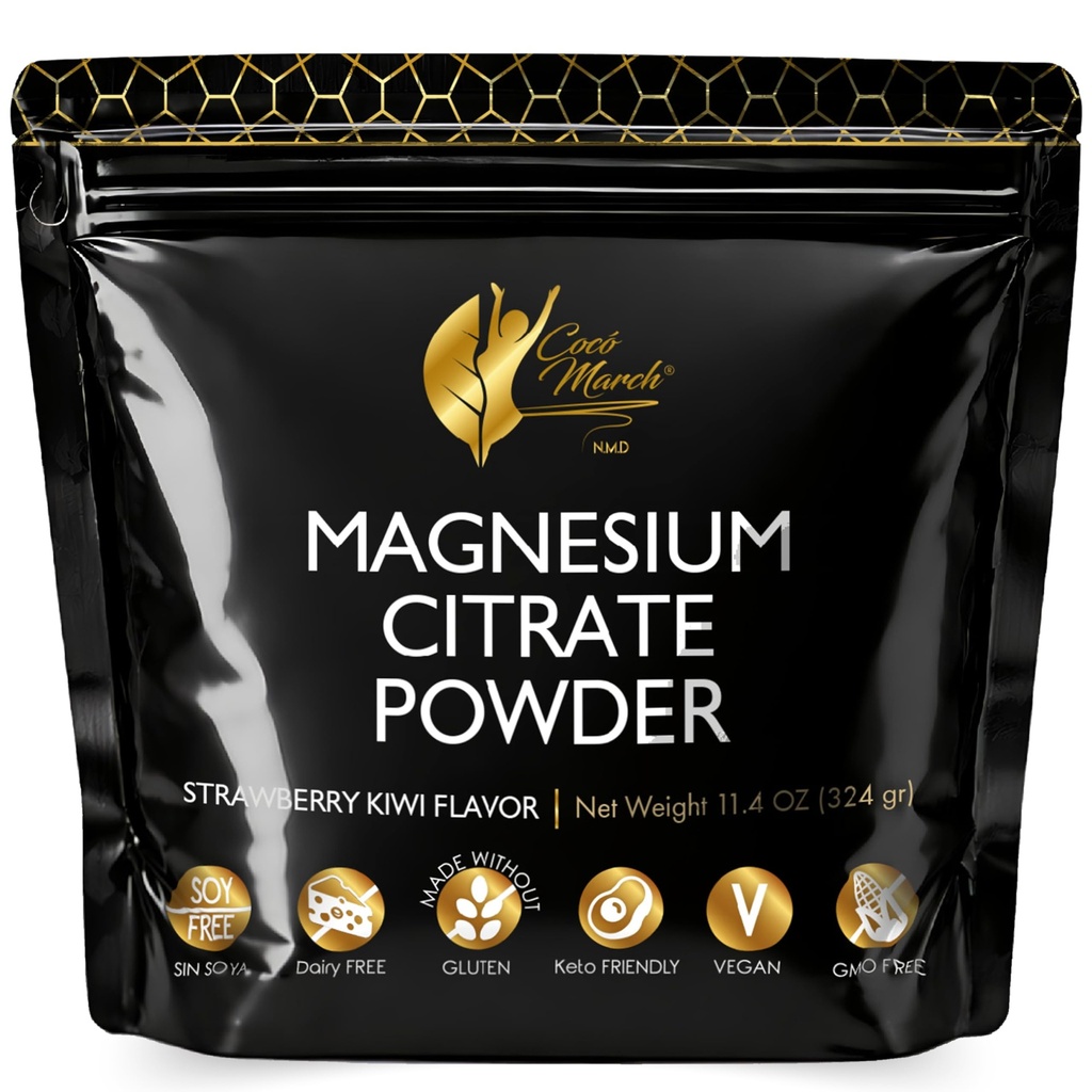Cocó March N.M.D Roze Magnesium Poeder - Bevordert slaap, ontspanning en gezonde hersenfunctie, aardbeiensmaak - Vrij van: Gluten, zuivel, GGO's, soja, Veganist, Keto Vriendelijk - 45 dagen levering