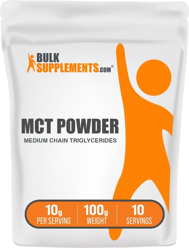 BulkSupplements.com MCT Powder - Medium Chain Triglyceriden, van MCT Coconut Oil, MCT Oil Powder - MCT Supplement for Energy - Glutenvrij, 10g per Serving, 100g (3,5 oz) (Pack of 1)
