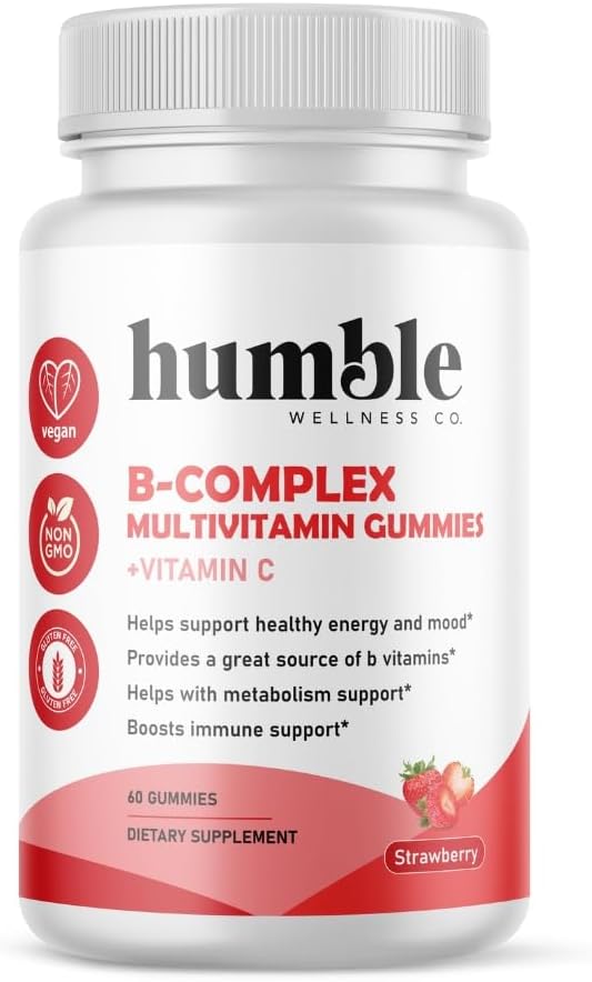 B-Complex Multivitamine Gummies + Vitamine C: Vitamine B12, B7, B6, B3, B5, B9. Steun Energie en Mood, Metabolisme Ondersteuning, Immuun Ondersteuning, Glutenvrij, Niet GGO, Veganistisch, 30 porties