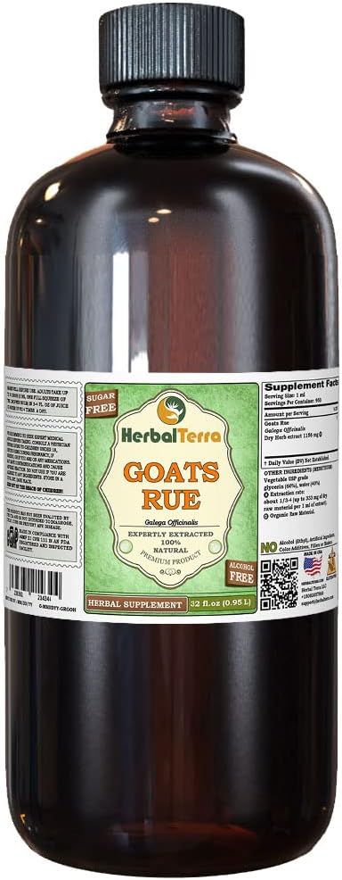 Goat's Rue (Galega officinalis) Glycerite, Organisch gedroogd kruiden Alcoholvrij Liquid Extract (Grote naam: HerbalTerra, Trots Made in USA) 32 fl.oz (0,95 l)