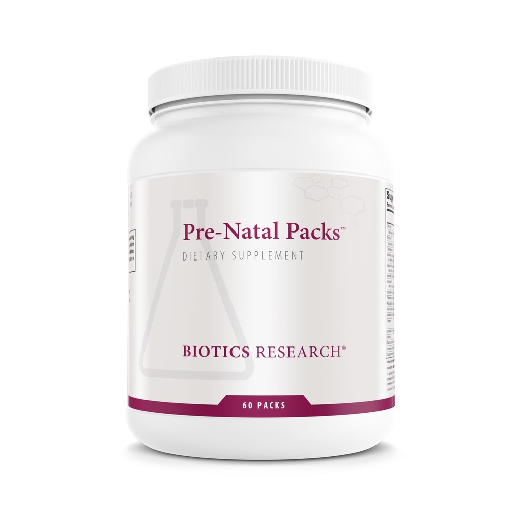 Biotics Research Pre Natal PacksTM Pre Natal Nutrition Support, Post Natal Formula, Inclusief Omega3s, Jodium en Folate, Voedingsbehoeften voor Zwangere, Borstvoeding en Women Wensing to Conceive, 60 Pack
