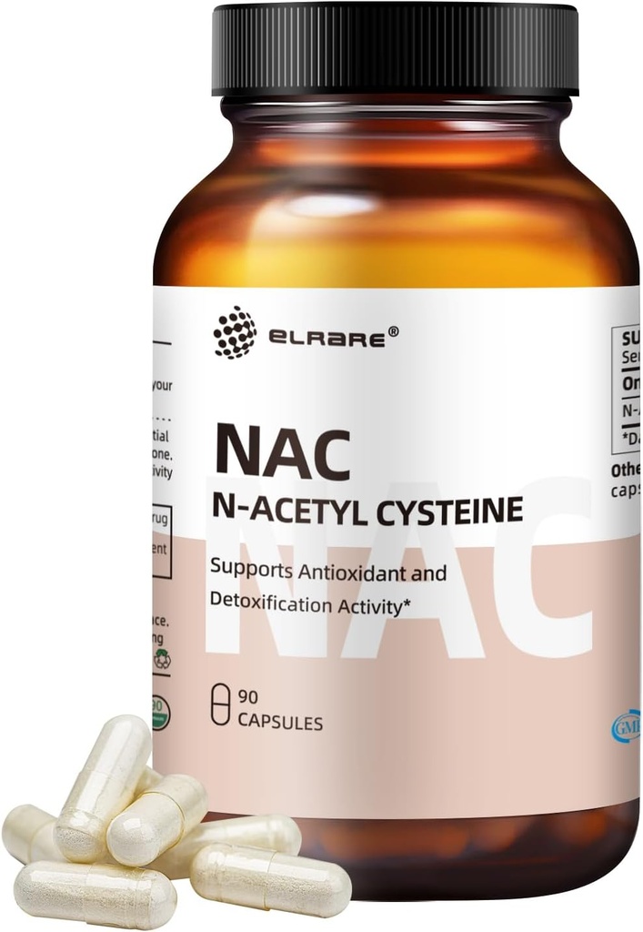 Supplément N-acétyl-L-Cystéine (NAC) 450mg,Antioxydant,Promotes Detox du foie et du kidney,Soutient la santé respiratoire et la fonction immunitaire,90 Capsules