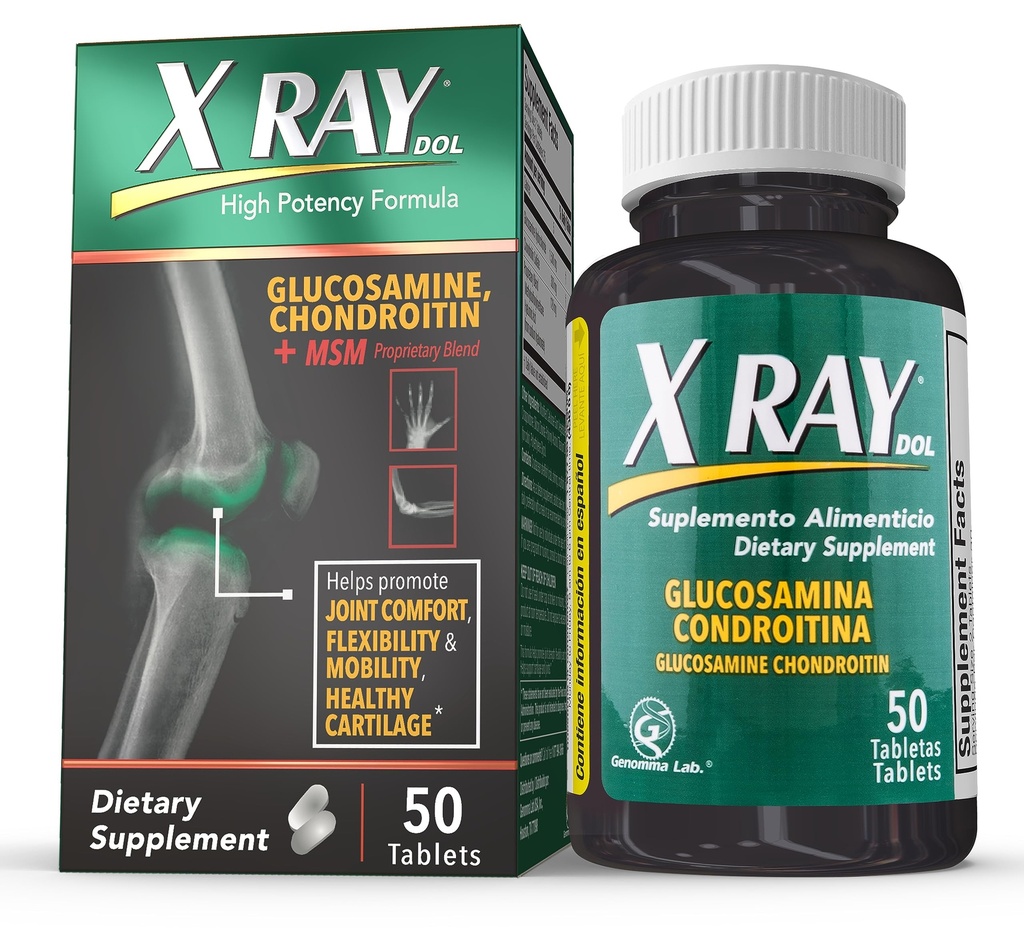 X Ray High Potency Joint Health Supplement, met Glucosamine 1500mg, Chondroitin 300mg, MSM 120 mg, Ondersteunt gezonde gewrichten, Bones & Cartilage - 50 Tellen