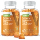 Kurkuma Curcumin Gummies met Gember & Black Pepper Herbal Supplement, 2000mg, Immune Support, gezonde huid, en Joint Health, Vegan, pectin Based, voor volwassenen en tieners - Kauwbare Peach Flavor(2Pack)