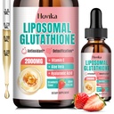 Supplément de glutathion liposomique 2000mg, gouttes de glutathion liquide avec vitamine C, maîtres antioxydants pour le système immunitaire, la défense du vieillissement, la santé de la peau, l'absorption de la détox-superior du foie, fraise 2 Fl Oz