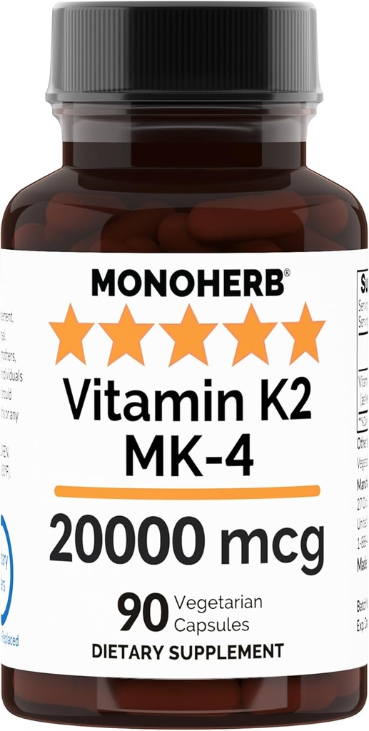 MONOHERB Vitamine K2 als Menatetrenon MK-4 20000 mcg per capsule - 90 Veg Capsules