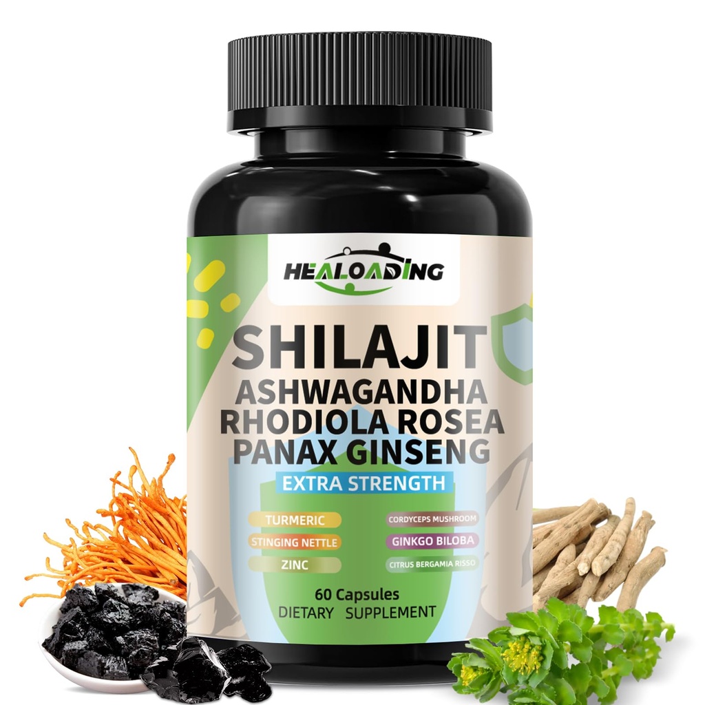 Himalaya-Shilajit-capsules:Himalaya-Shilajit-extract - natuurlijke energie en uithoudingsvermogen Support-Veganistisch, niet-GMO-antieke Fulvinezuur- en Humucid Natural 60 capsules