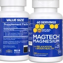 MagTech Supplément de magnésium - 3 formes de magnésium: Magtéin L-Thréonate, Glycinat et Taurat - 200mg Complexe de magnésium chélaté - Soutient la relaxation et la santé du cerveau - 180 capsules
