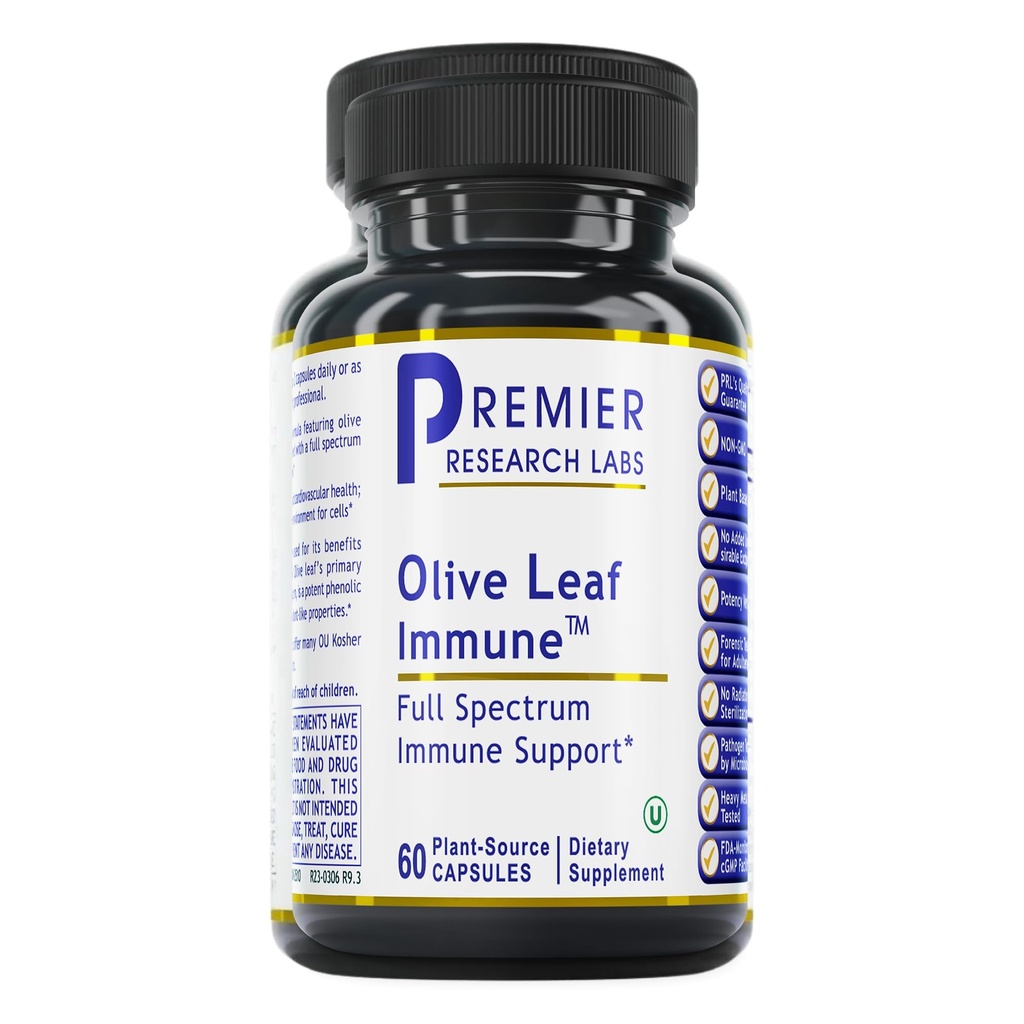 Premier Research Labs Olive Leaf Immune - Olive Leaf Extract Capsules, The Olive Leaf Pills with Phytonutrient Oleuropeinm, Herbal Supplement for Immune & Heart Health Support - 60 Vegetarian Capsules