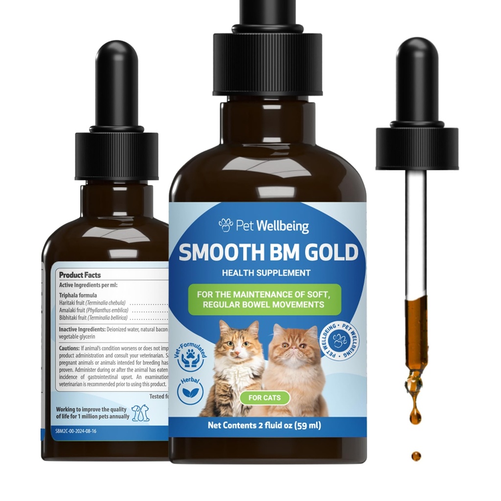Pet Wellbeing Smooth BM Gold for Cats - Zachte constipatie Relief for Felines - Natural Herbal Supplement 2 oz (59 ml)