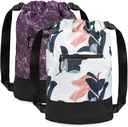 [2-Pack] Flex Cinch Drawstring Sac de gymnastique pour femmes avec des designs graphiques